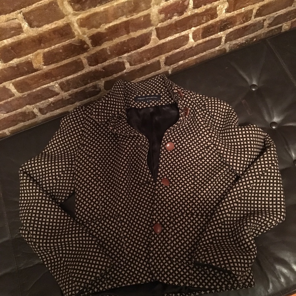 French Connection Cropped Black Woolen Jacket